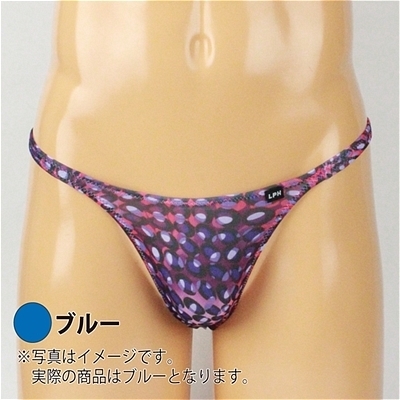 メンズ バブル柄2wayノーシームTバック (ブルー) Mサイズ
