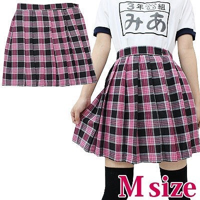 チェック柄プリーツスカート M