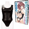 光沢エナメルオープンバック競泳水着 おとこの娘用